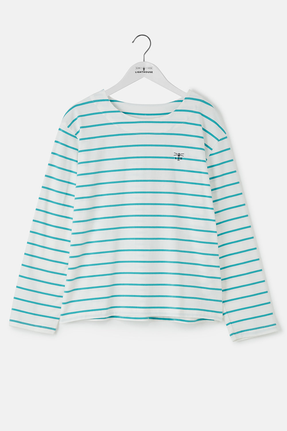 Lighthouse Womens Causeway II Long Sleeve Breton Top - Soft Teal Stripe