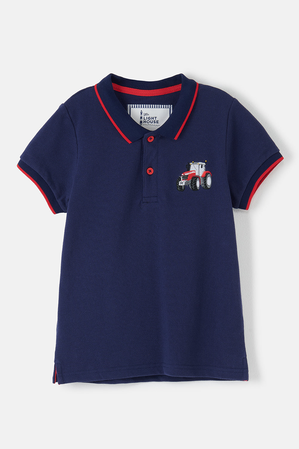 Lighthouse Kids Pier Navy Short Sleeve Pique Polo Shirt - Red Tractor