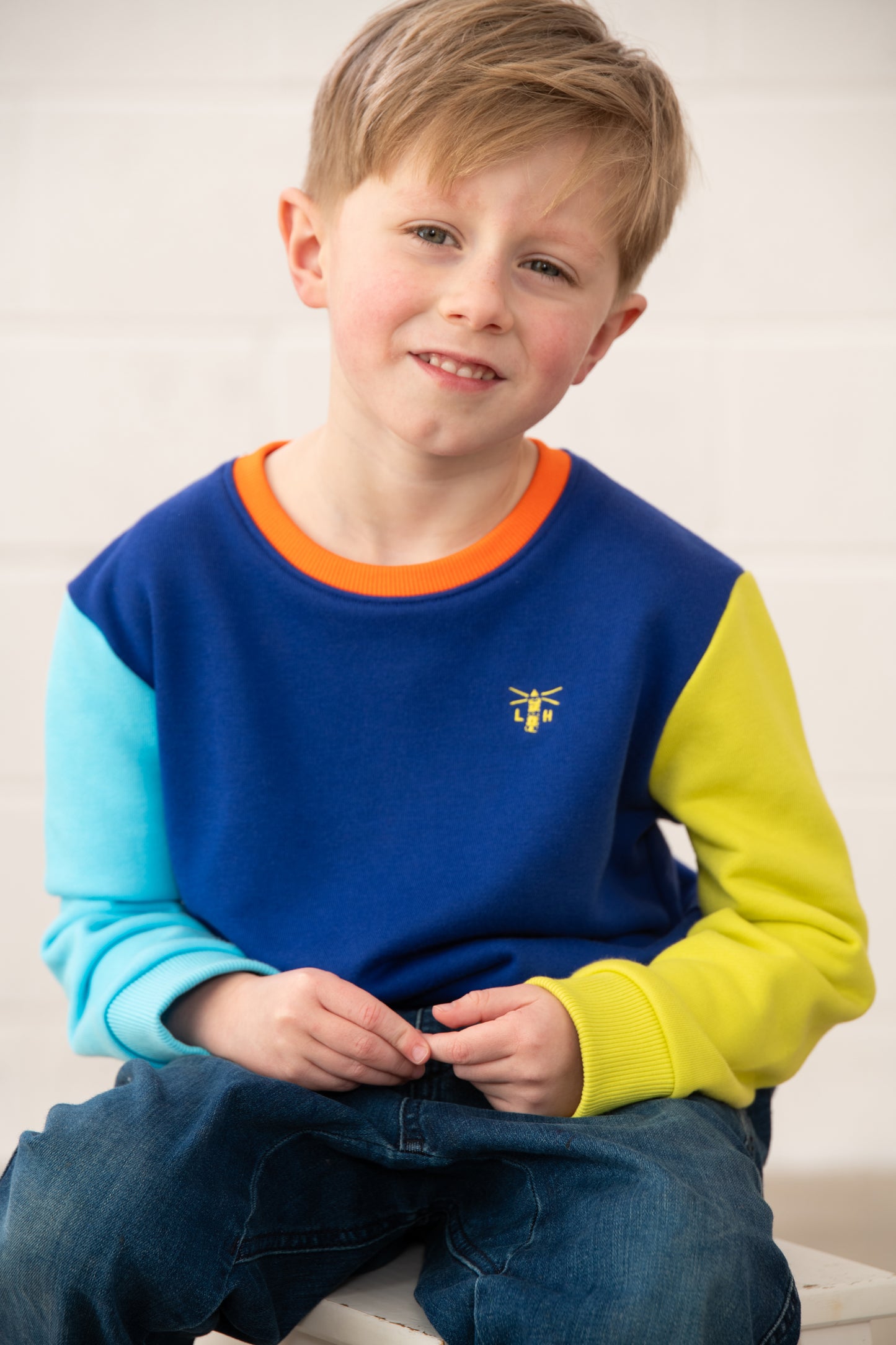 Lighthouse Kids Finn Jersey Sweatshirt - Blue / Navy / Lime