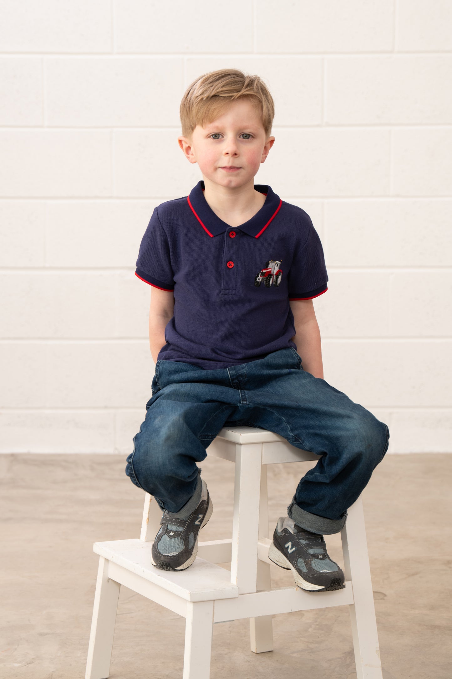 Lighthouse Kids Pier Navy Short Sleeve Pique Polo Shirt - Red Tractor