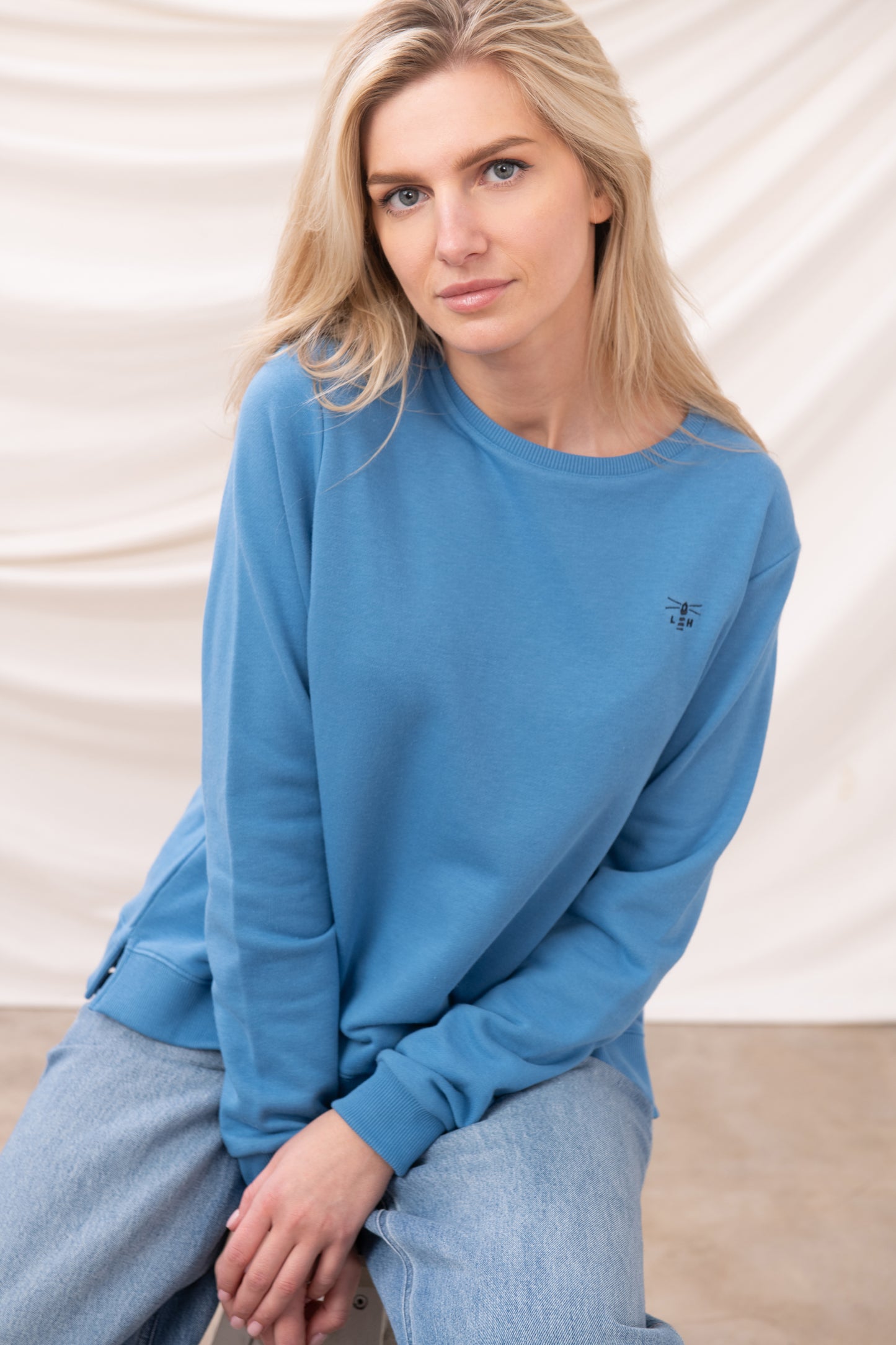 Lighthouse Womens Seaside Crew Neck Sweatshirt in Marine Blue