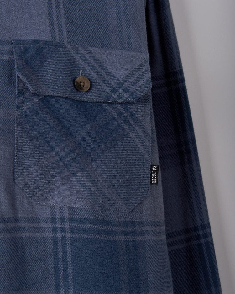 Saltrock Mens Woody Sherpa Lined Check Shacket - Mid Blue