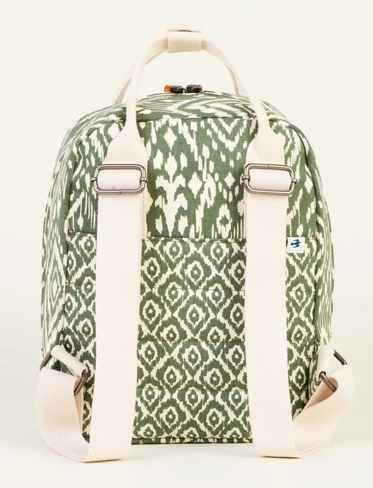Brakeburn Ikat Mix backpack in Khaki with adjustable webbing back straps.