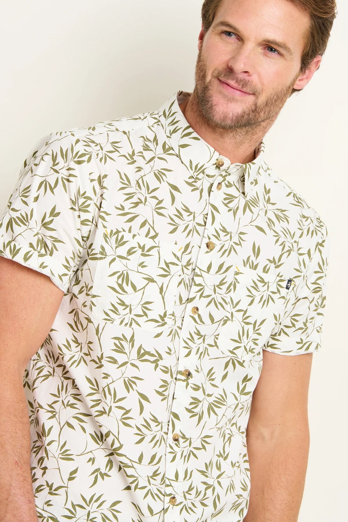 Brakeburn Mens Bamboo Leaf Shirt - Cream
