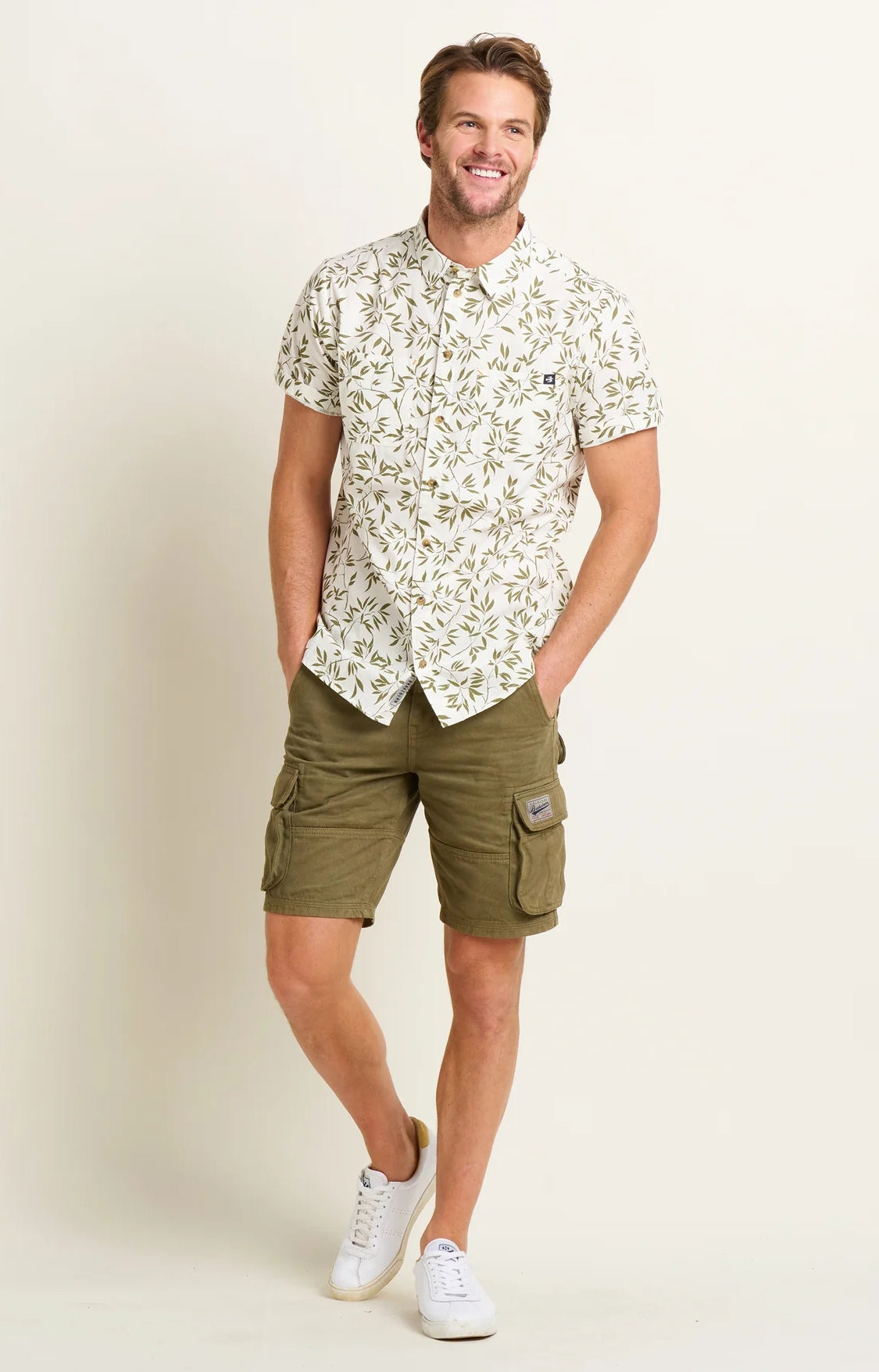 Brakeburn Mens Bamboo Leaf Shirt - Cream