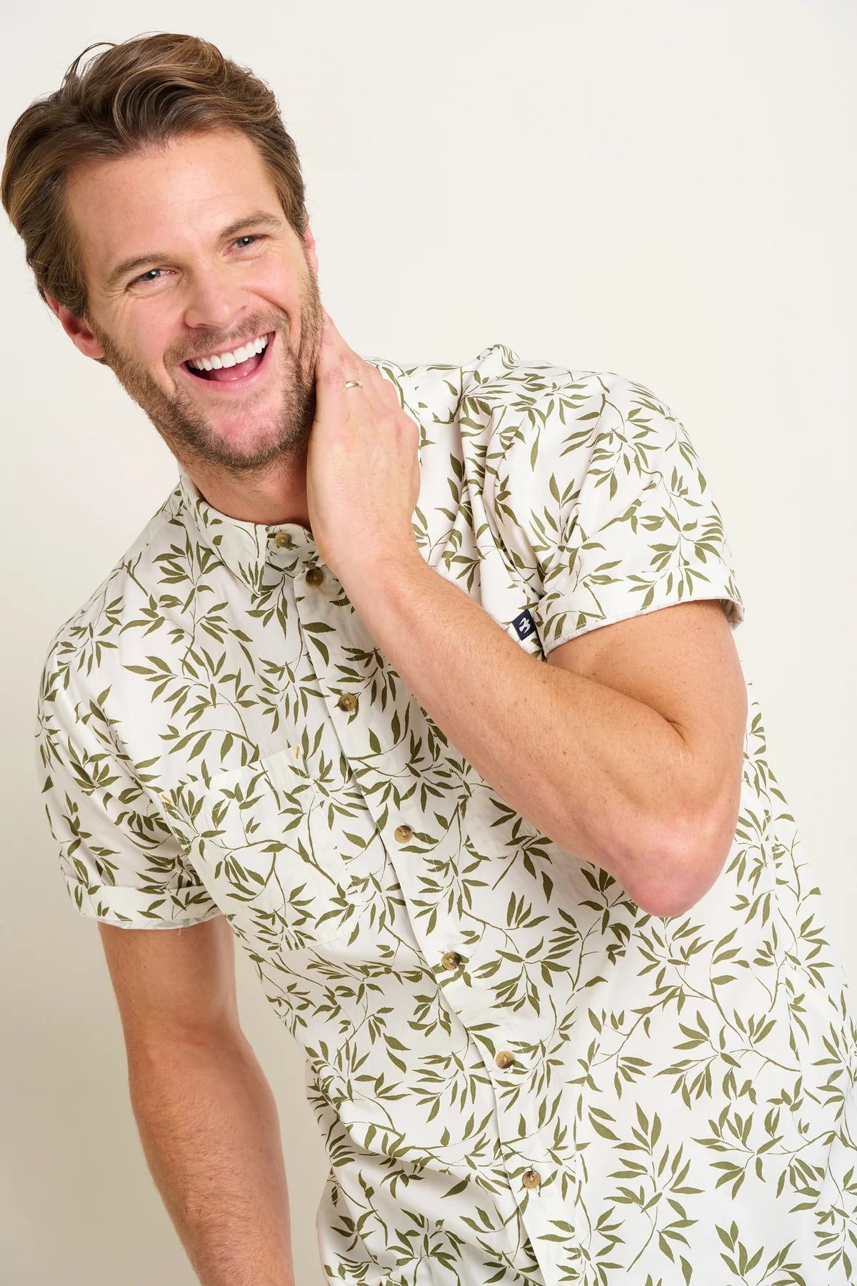 Brakeburn Mens Bamboo Leaf Shirt - Cream