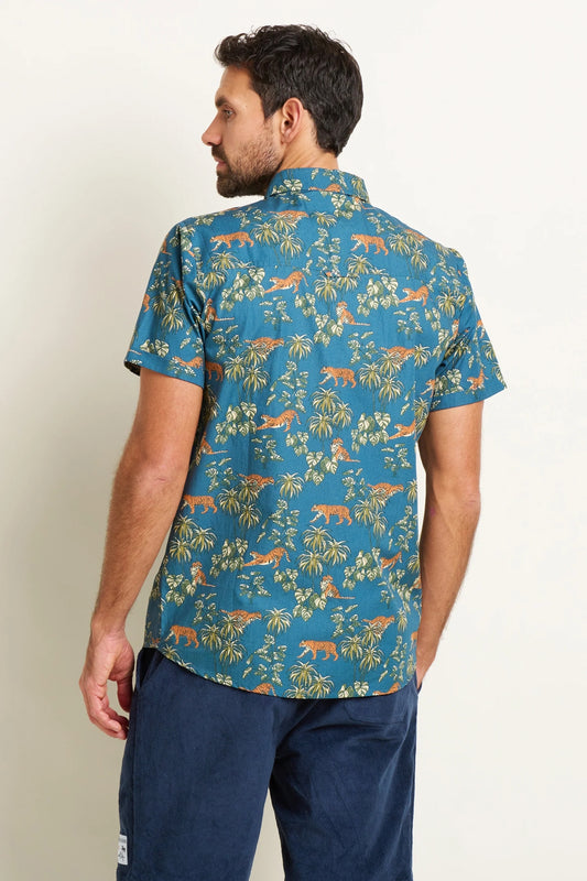 Brakeburn Mens Botanical Tiger Shirt - Blue