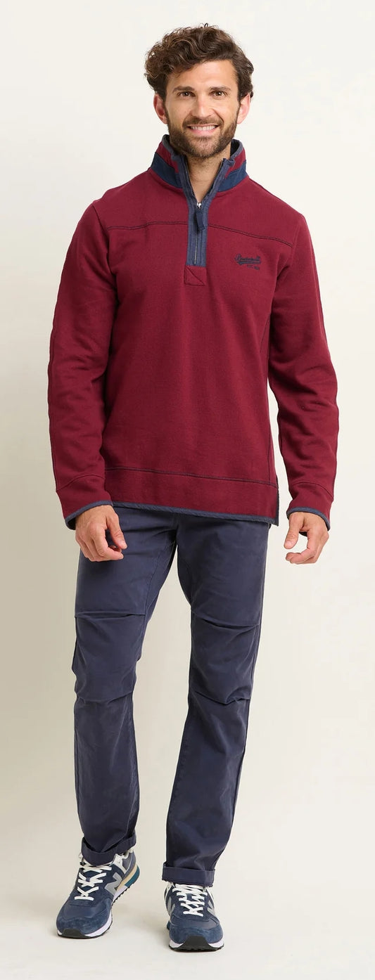 Brakeburn Mens Pique 1/4 Zip Sweatshirt - Burgundy Red