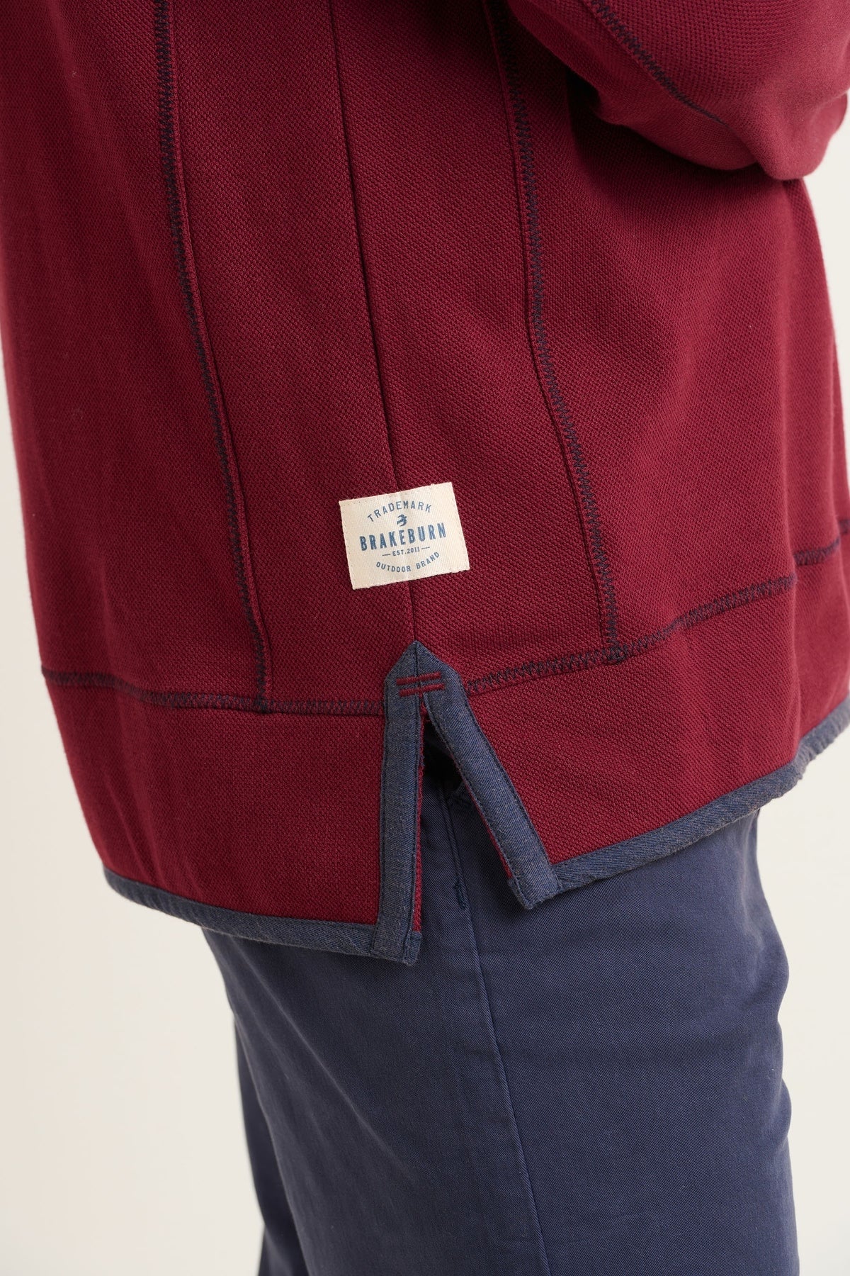 Brakeburn Mens Pique 1/4 Zip Sweatshirt - Burgundy Red