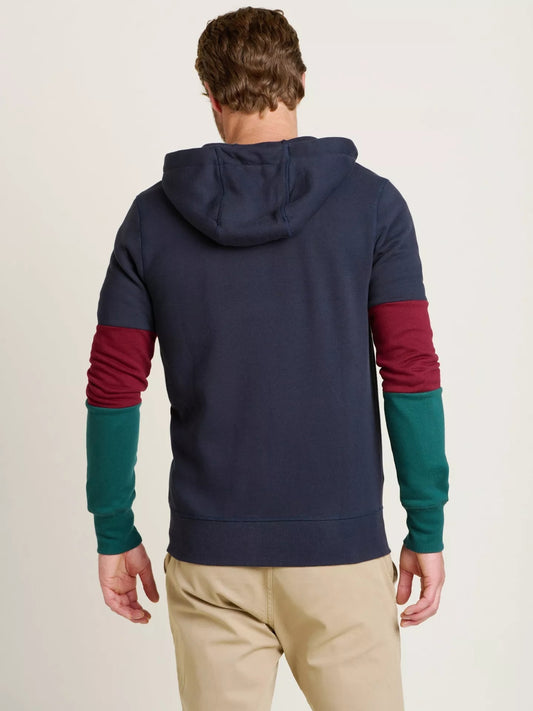 Brakeburn Mens Colour Block Zip Through Hoodie - Navy