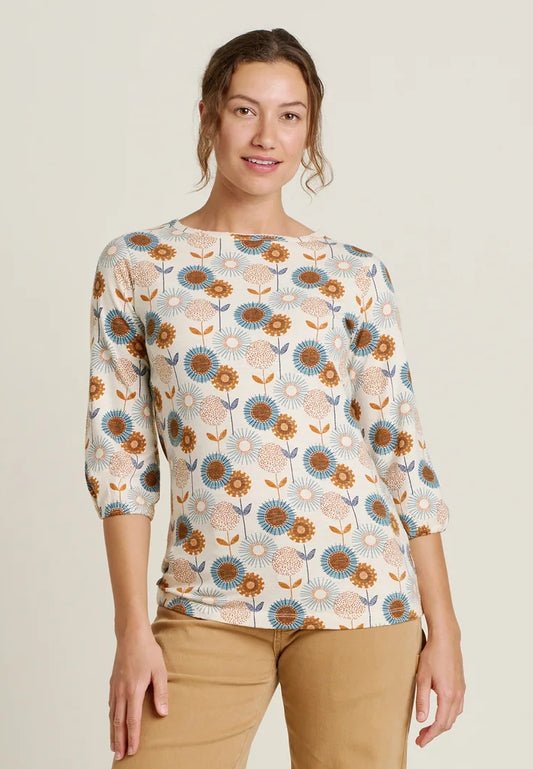 Brakeburn Womens Freya 3/4 Sleeve T-Shirt - Cream
