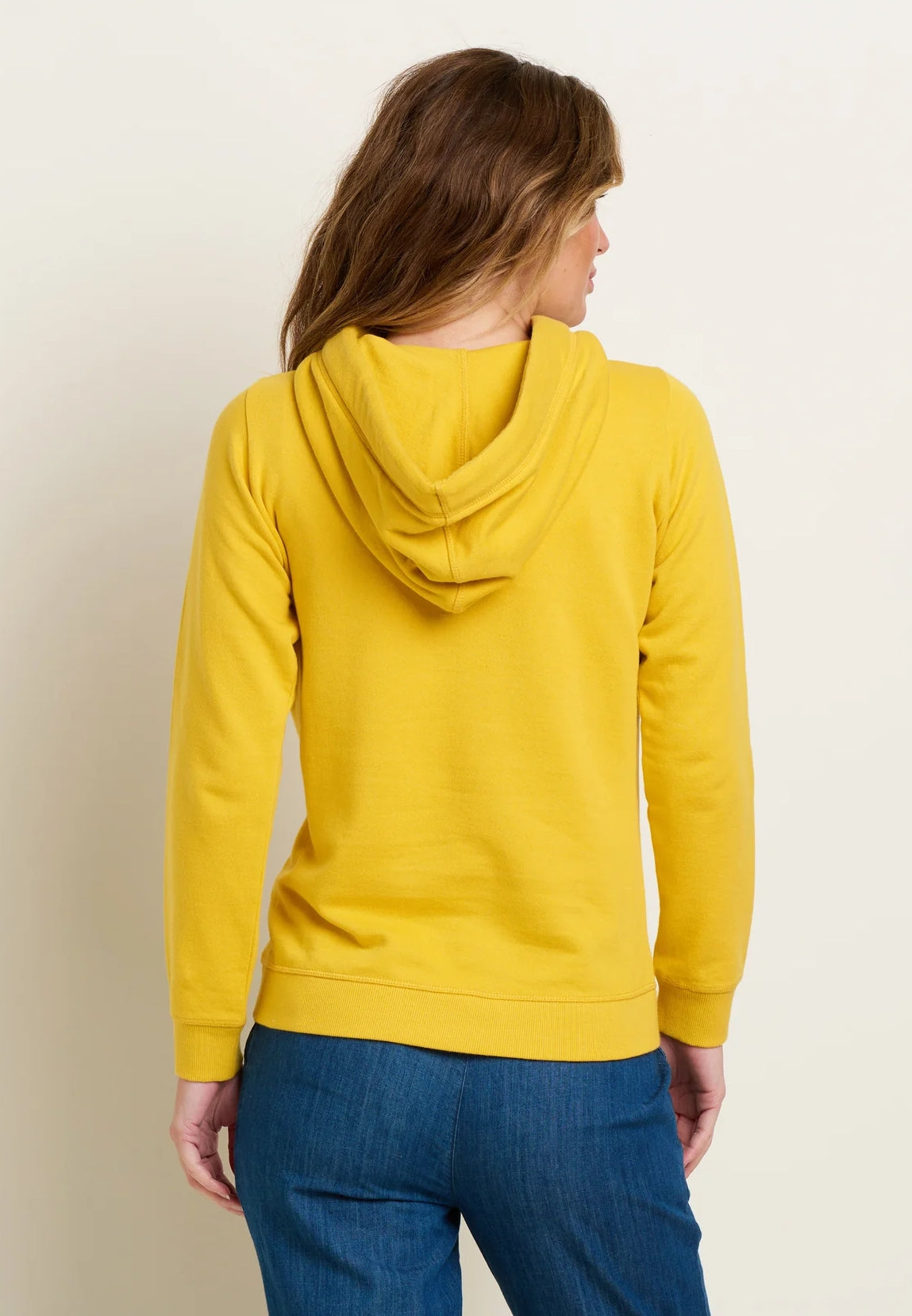 Women's Brakeburn Elise hoodie in yellow with palm tree print.