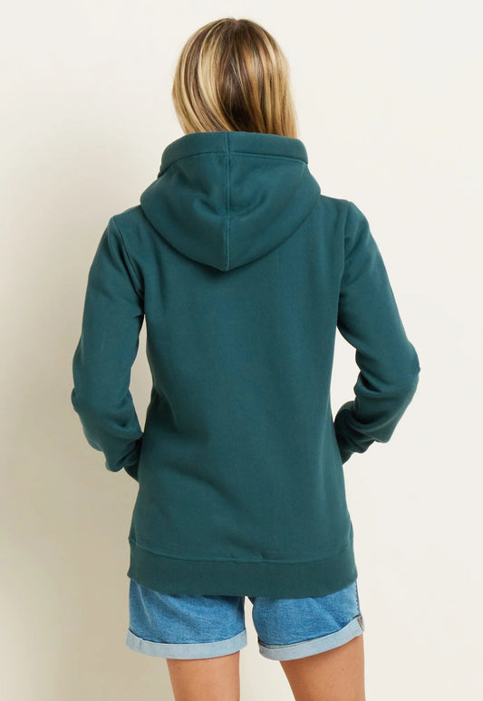 Brakeburn women's Teal coloured full zip hoody with Retro stripe print.
