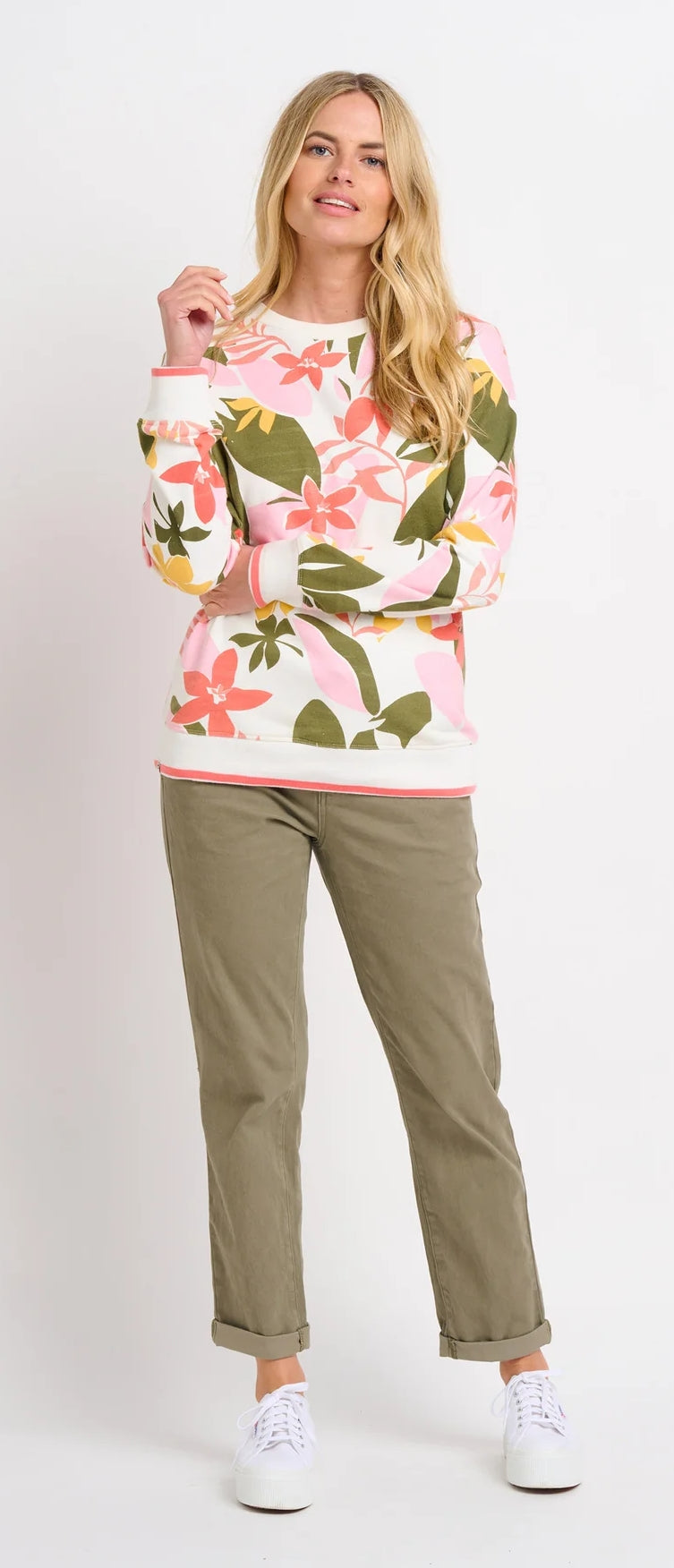 Brakeburn Womens Tropical Palm Crew Neck Sweat - Multicoloured
