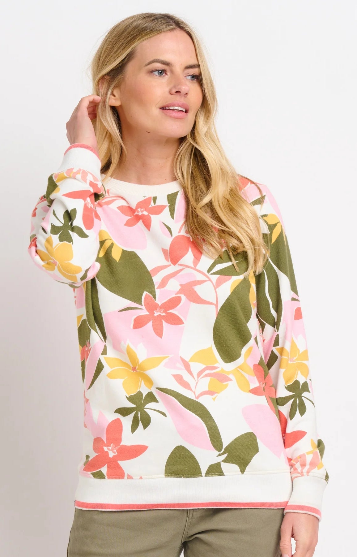Brakeburn Womens Tropical Palm Crew Neck Sweat - Multicoloured
