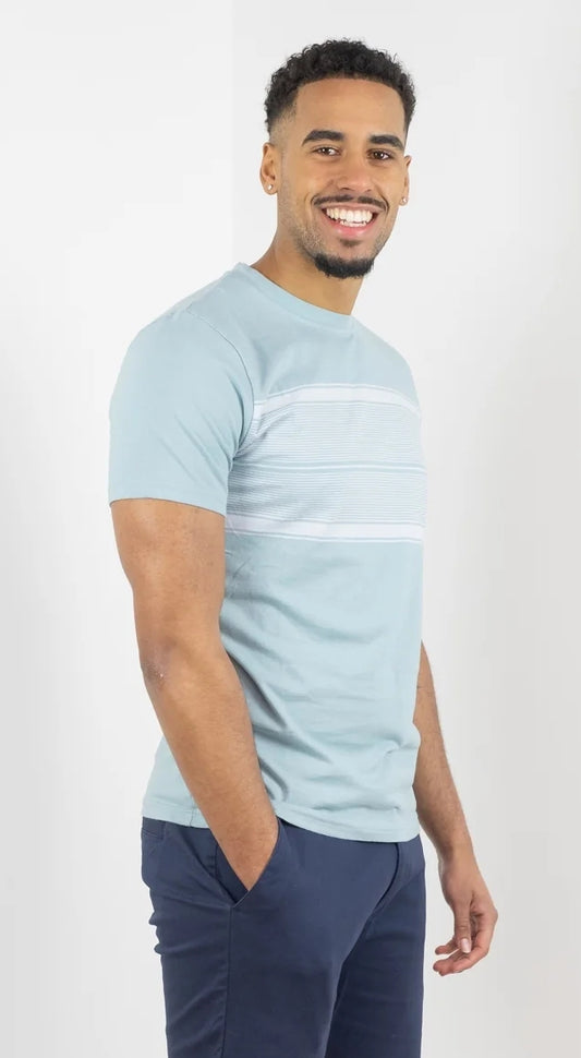 Buckley Mens Finn Chest Stripe Tee - Blue Moon