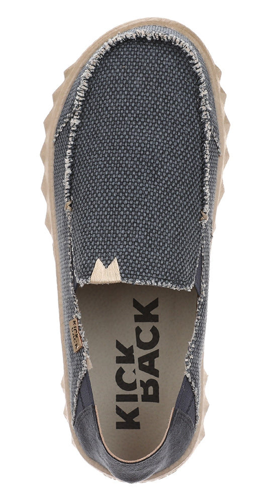 Kickback men's Couch Vibe slip on canvas shoes in Navy with woven textile upper material.