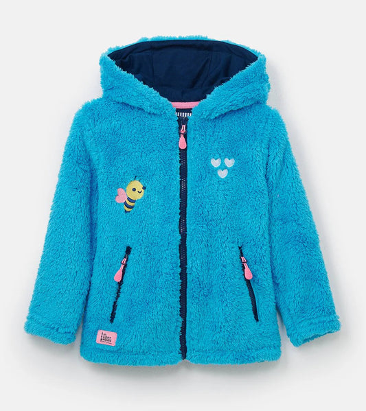 Lighthouse Kids Gracie Hooded Sherpa Fleece - Teal & Bee