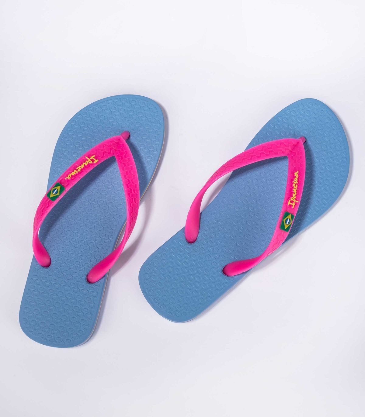 Ipanema womens flip flops blue pink Brazil with comfortable textured sole and Brazilian flag detail