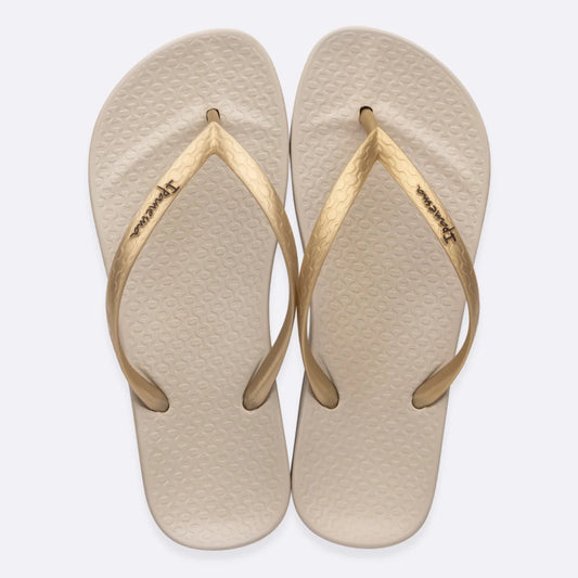 Ipanema Womens Anatomica Tan Flip Flops - Beige / Gold