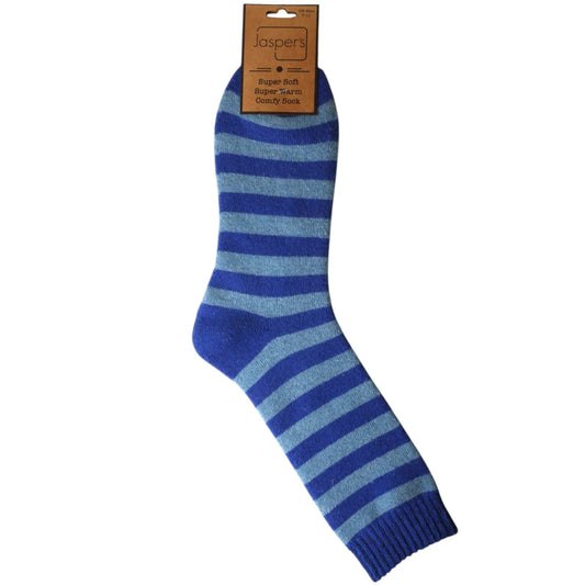 Jaspers Mens Cosy Socks Two Tone Blue Stripe