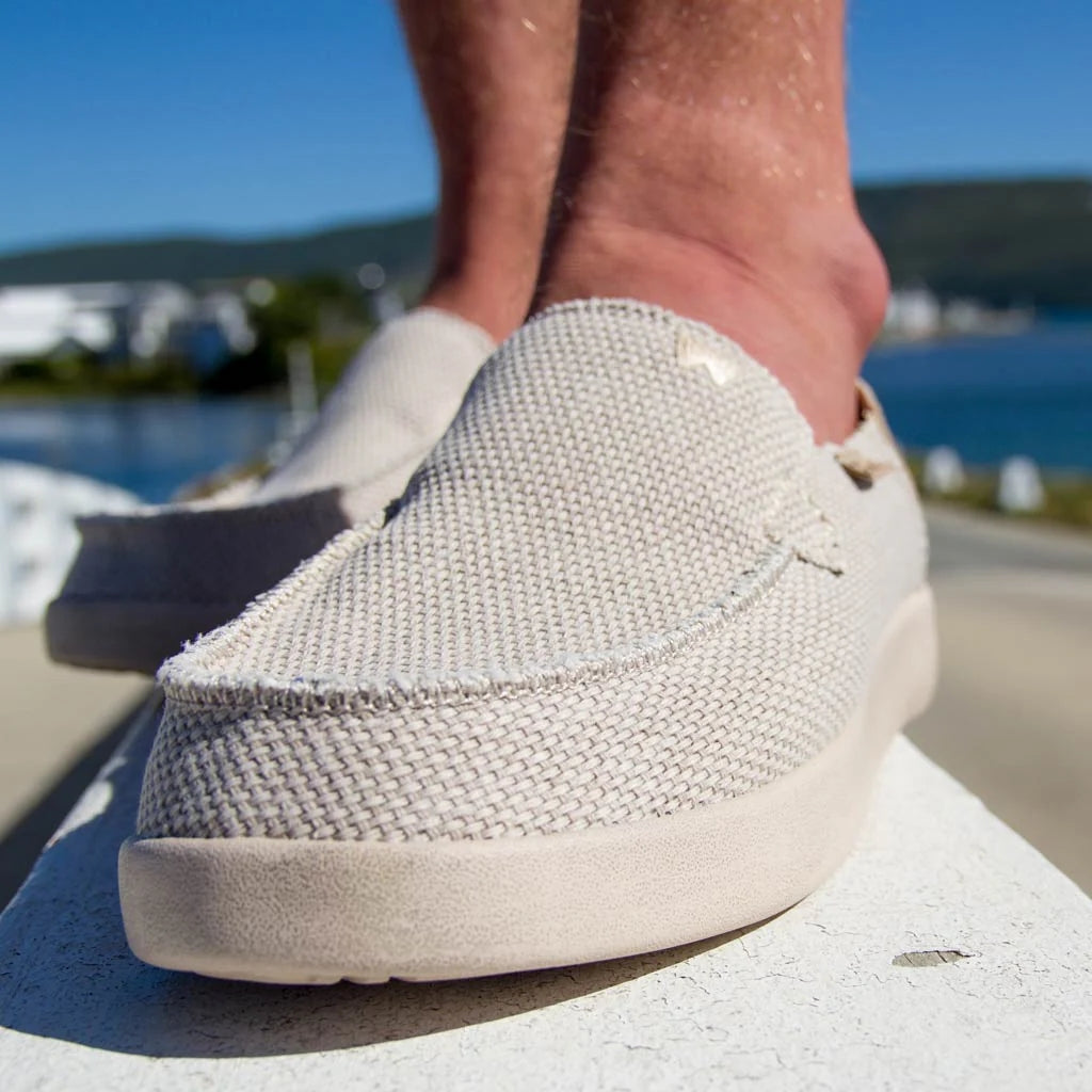 Kickback Mens Barbeach Slip On Woven Canvas Shoes - Off White