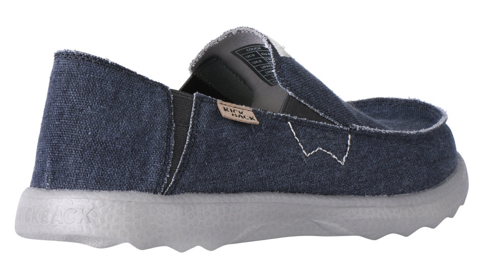 Kickback mens' Couch 2.0 canvas shoes in Dark Navy with kick down heels.