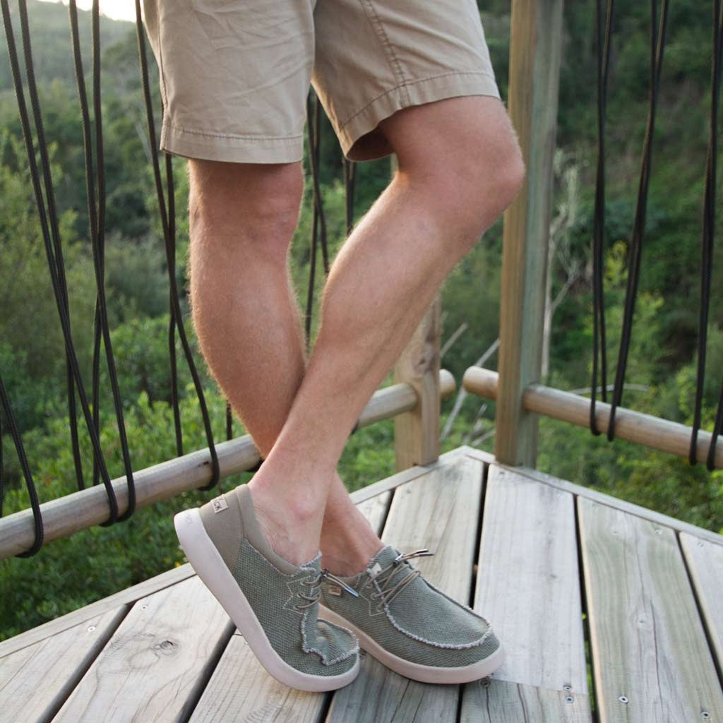 Kickback Mens Haven Lace Up Woven Canvas Shoes - Khaki