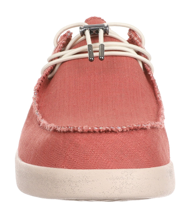 Men's lace up ramie linen Haven shoes from Kickback with drawstring toggle front in Rust.