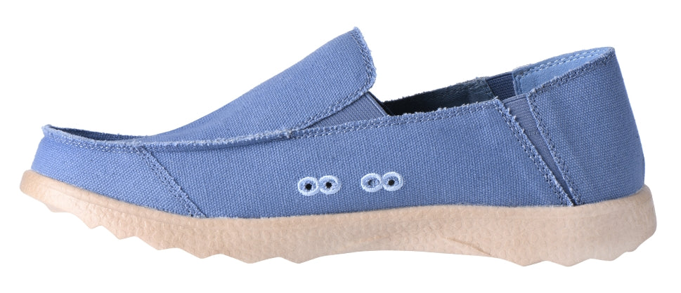 Men's lightweight Kickback Couch 2.0 canvas shoes in Mid Blue with side vent holes.