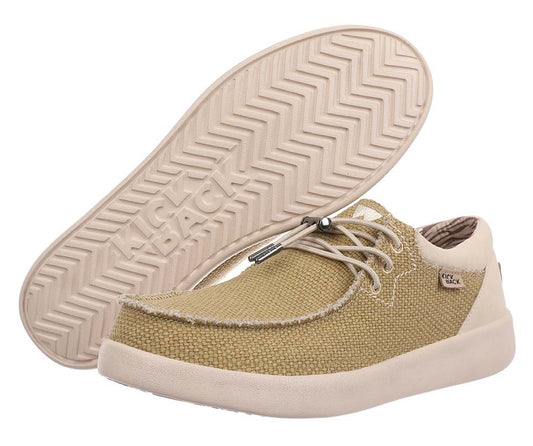 Men's Kickback Haven lightweight woven canvas shoes in Mustard with elastic laces.