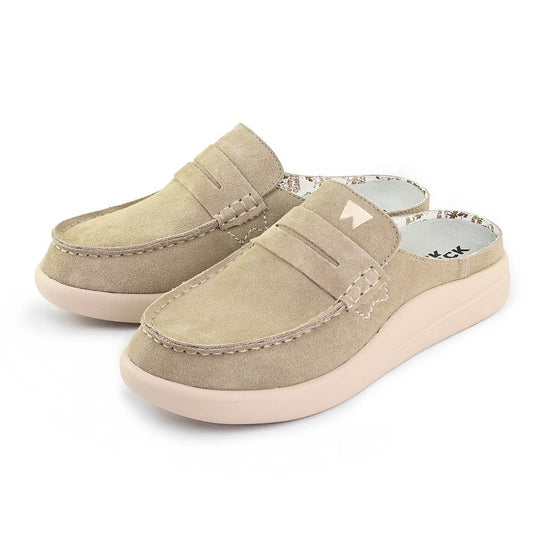 Kickback Womens Frenchy Suede Mule Shoes in Beige