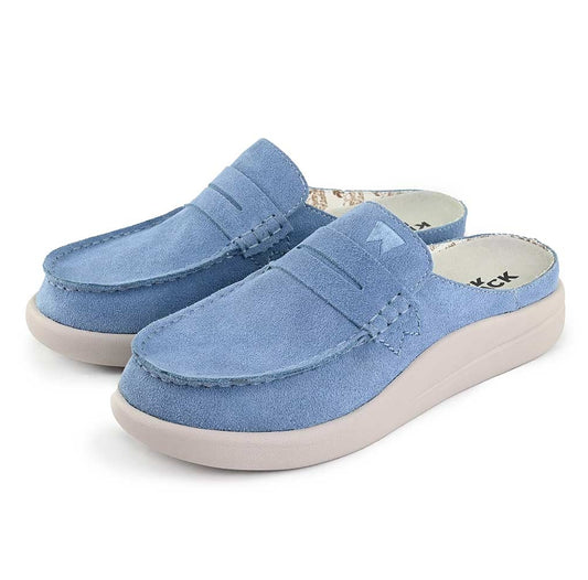 Kickback Womens Frenchy Suede Mule Shoes - Pale Blue