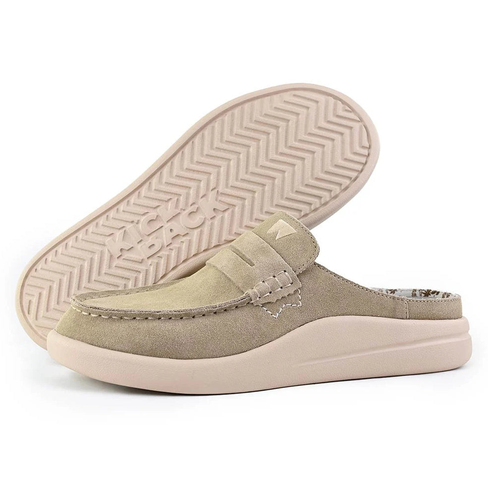 Kickback Womens Frenchy Suede Mule Shoes in Beige