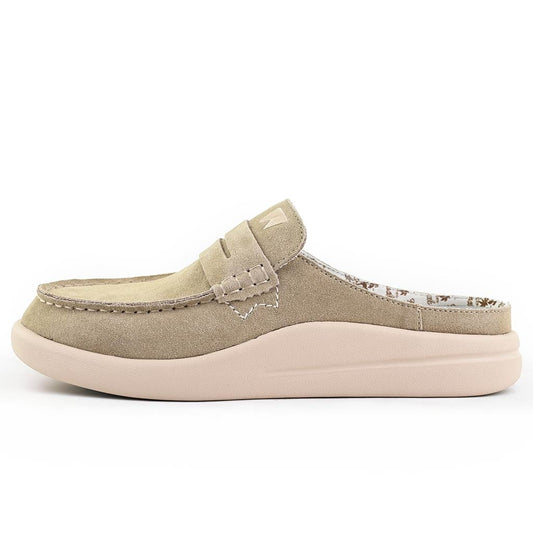 Kickback Womens Frenchy Suede Mule Shoes in Beige