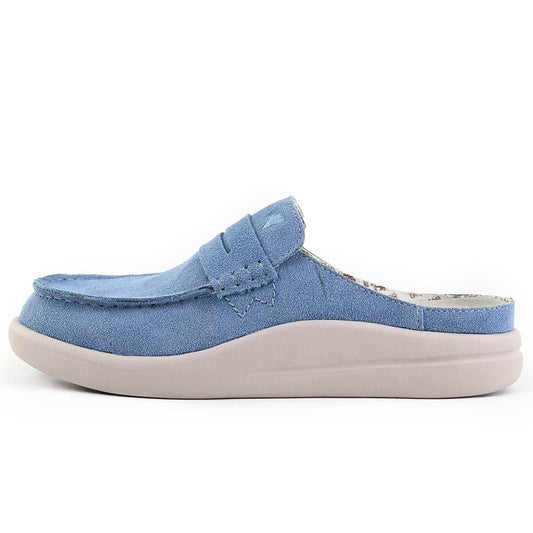 Kickback Womens Frenchy Suede Mule Shoes - Pale Blue
