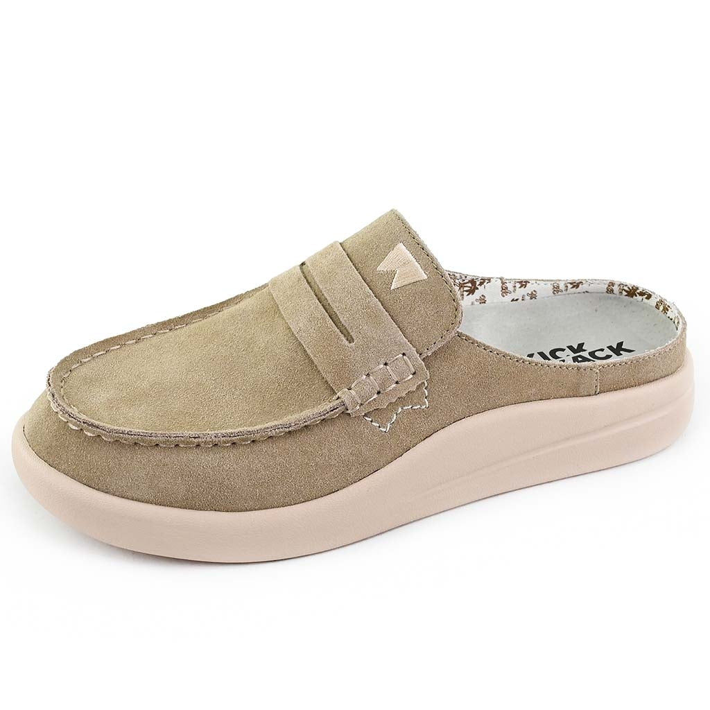 Kickback Womens Frenchy Suede Mule Shoes in Beige