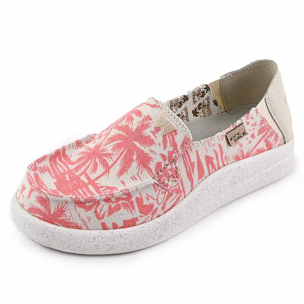 Kickback Womens Rizzo Linen Shoes - Pink Beach Print
