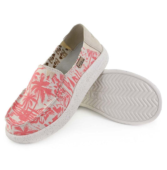 Kickback Womens Rizzo Linen Shoes - Pink Beach Print