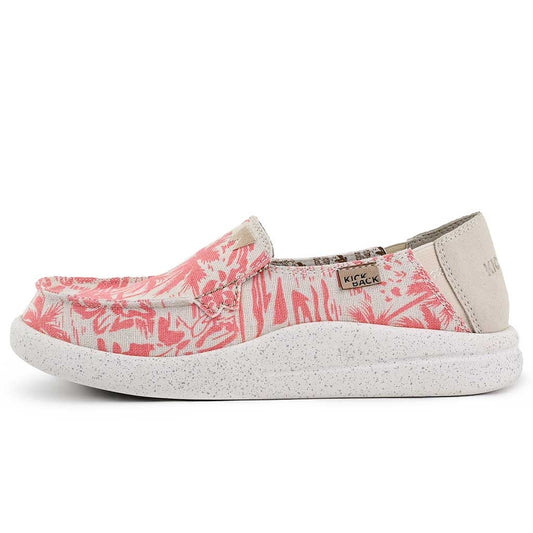 Kickback Womens Rizzo Linen Shoes - Pink Beach Print