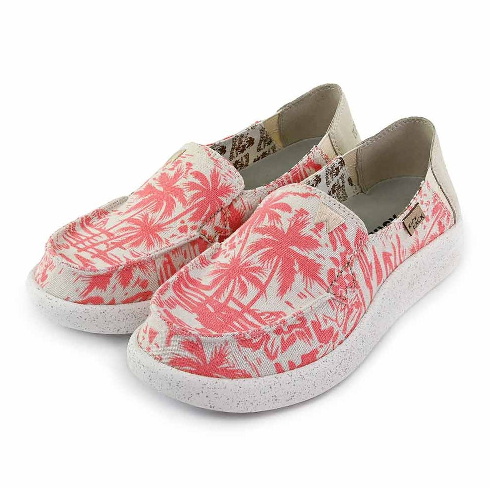 Kickback Womens Rizzo Linen Shoes - Pink Beach Print