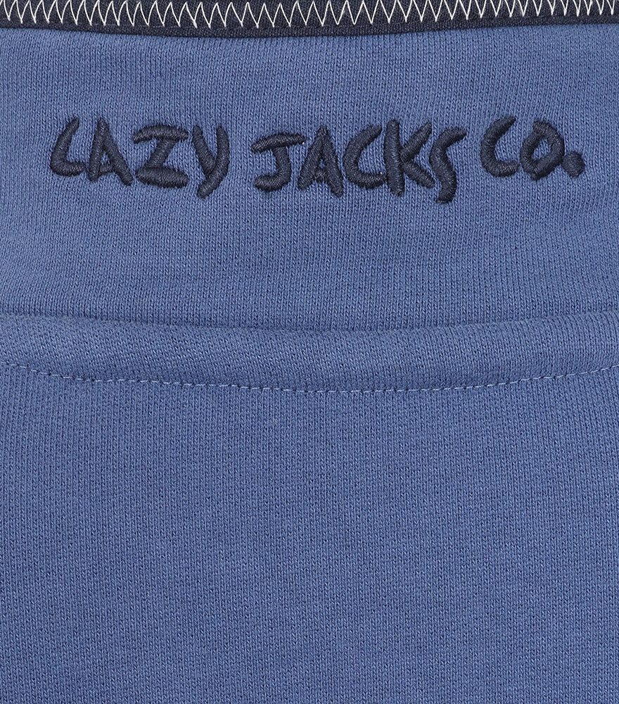 Close-up of Lazy Jacks Co kids sweatshirt featuring soft fabric and Porthleven print design