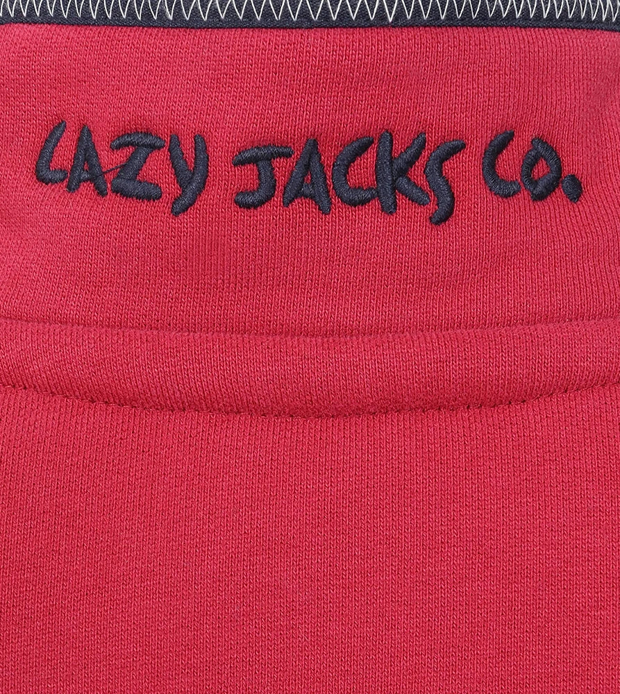 Lazy Jacks kids Porthleven print sweatshirt in vibrant red with stylish logo detail on the neckline