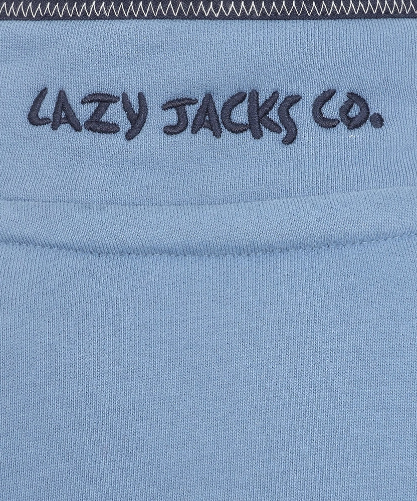Lazy Jacks kids Porthleven sweatshirt in blue featuring embroidered logo detail on the back