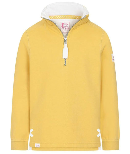 Lazy Jacks kids Porthleven sweatshirt in yellow with zip neck and stylish design for comfort