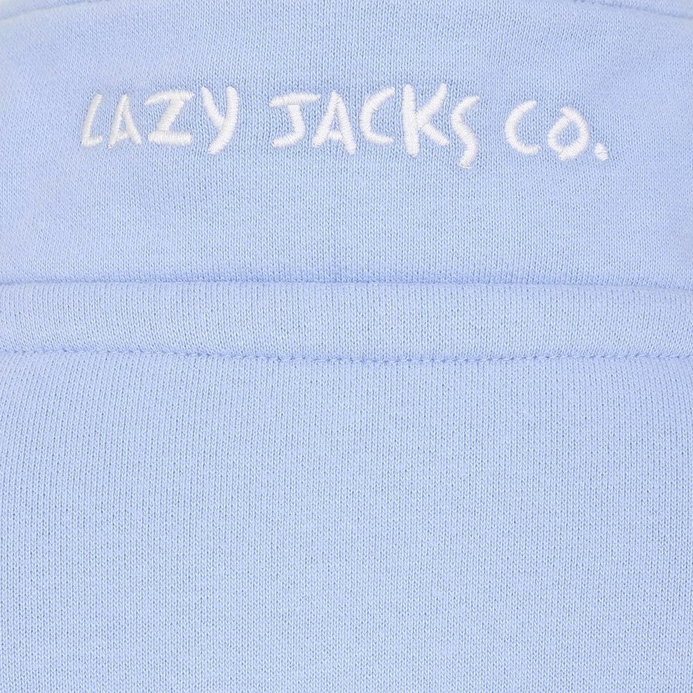 Lazy Jacks kids sweatshirt in light blue featuring embroidered logo for comfort and style