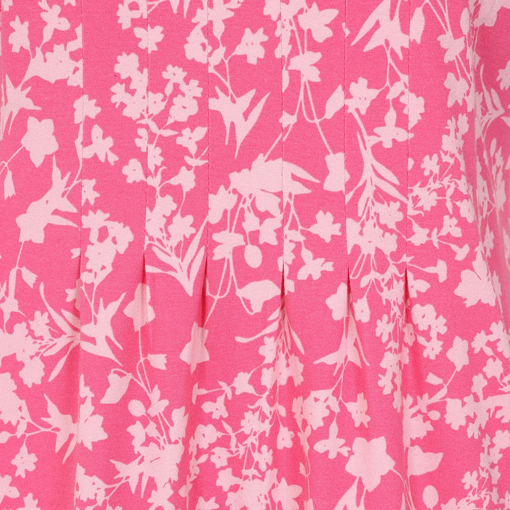 Lazy Jacks printed tunic in pink with floral patterns and pleated details for a stylish look