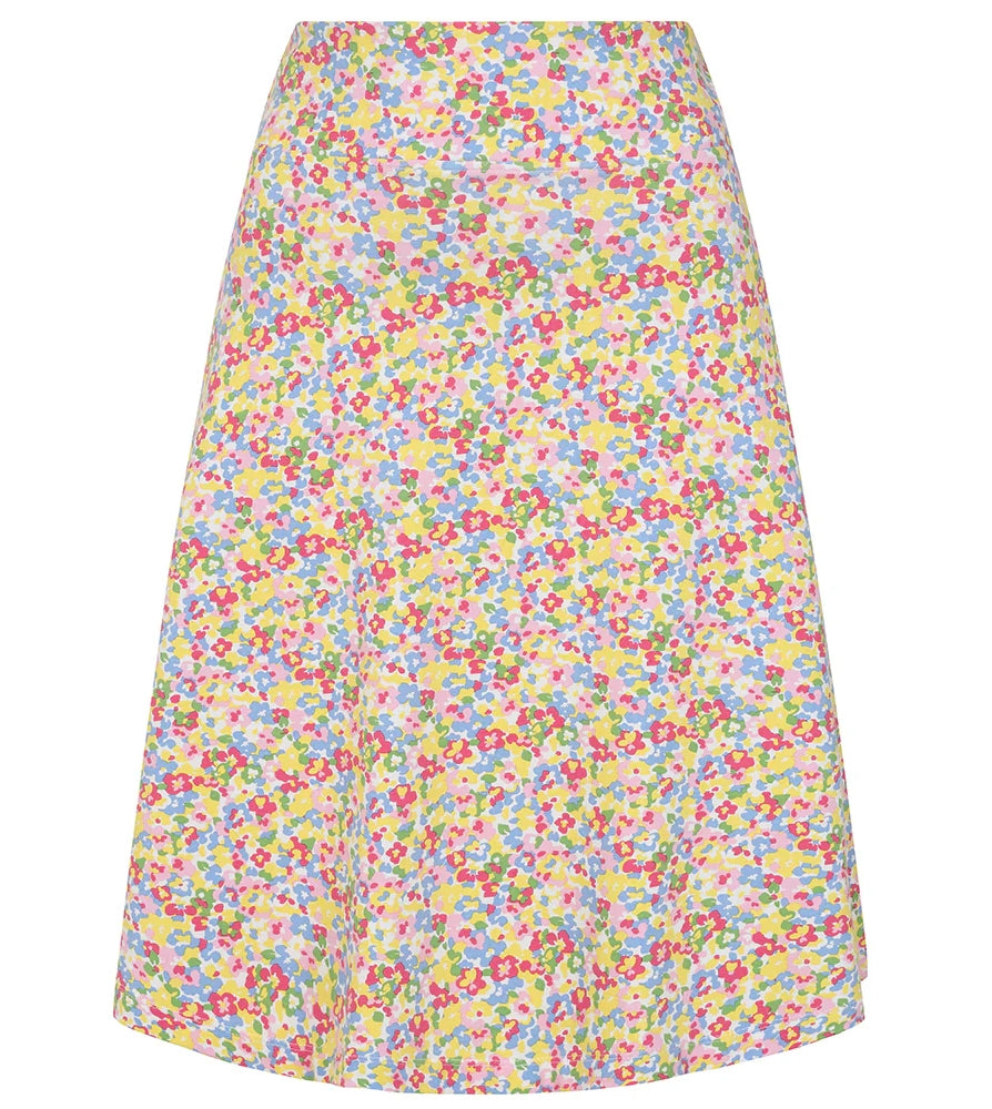 Lazy Jacks women's bright multi-coloured floral print jersey skirt.