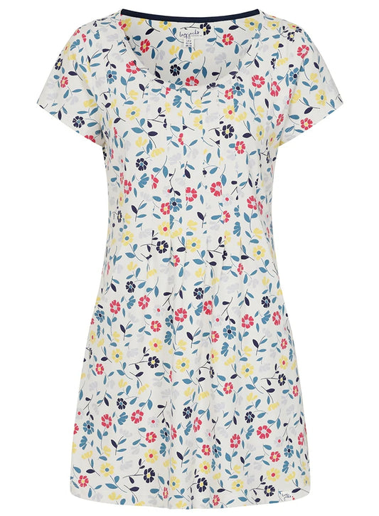 Lazy Jacks women's floral tunic with vibrant floral patterns and short sleeves for casual wear