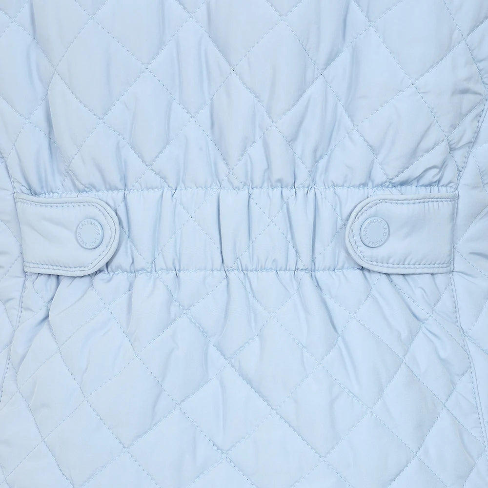 Light blue Lazy Jacks womens gilet featuring a quilted design and stylish button details